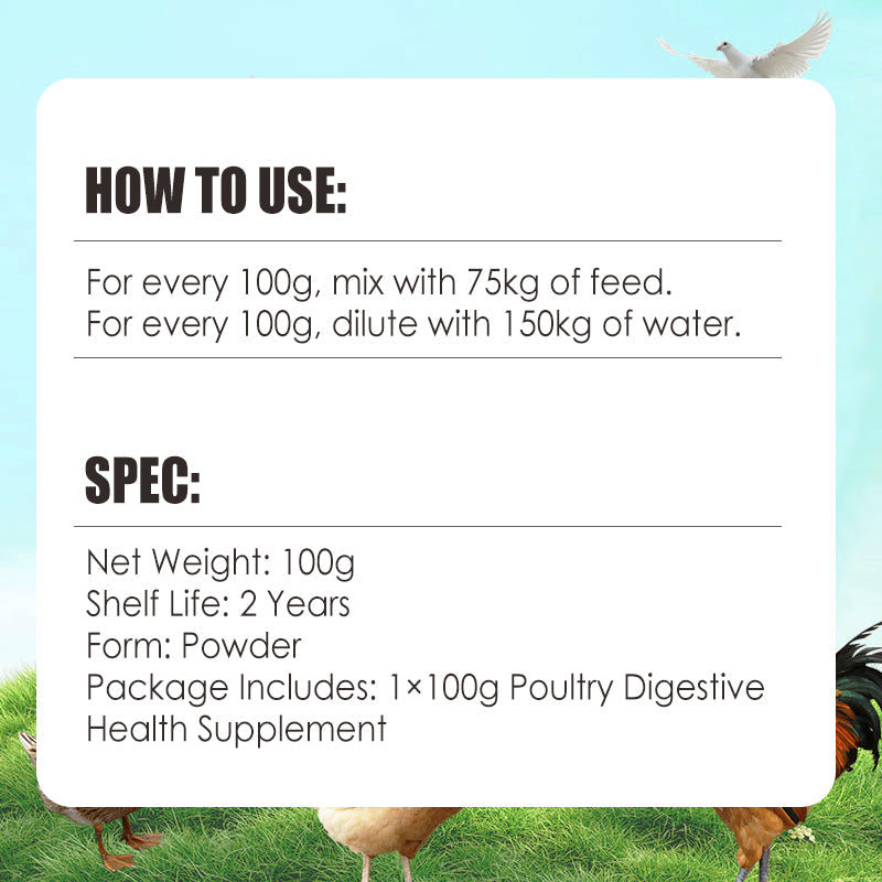 100g Voedingssupplement voor de spijsvertering van pluimvee