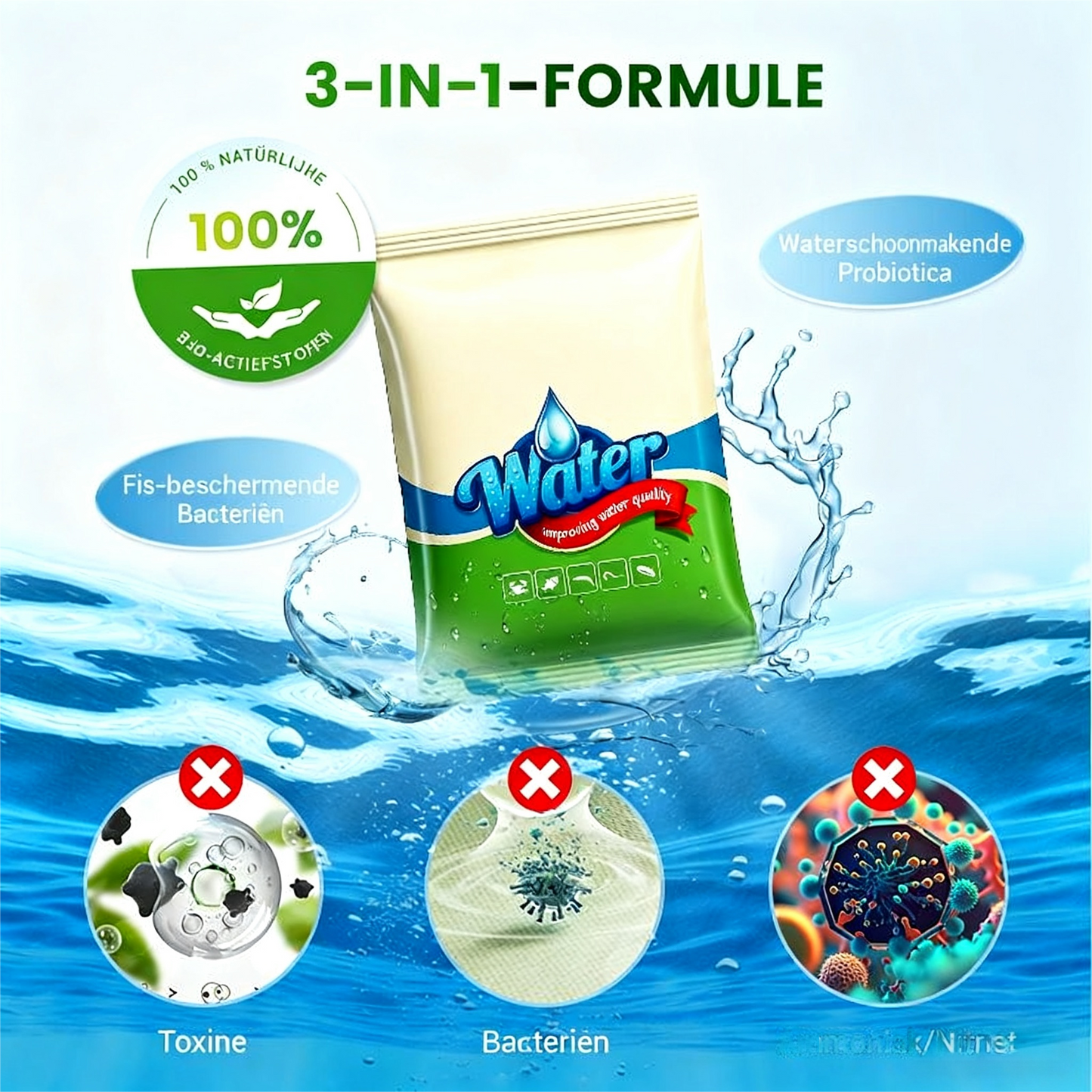 500g premium vijveronderhoudspoeder | Waterzuiveraar & algenbestrijding 🐟🌊🔬