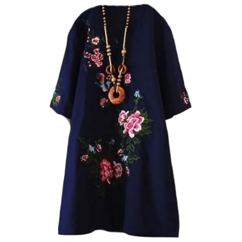 Wijde jurk met V-hals en bloemenprint voor dames