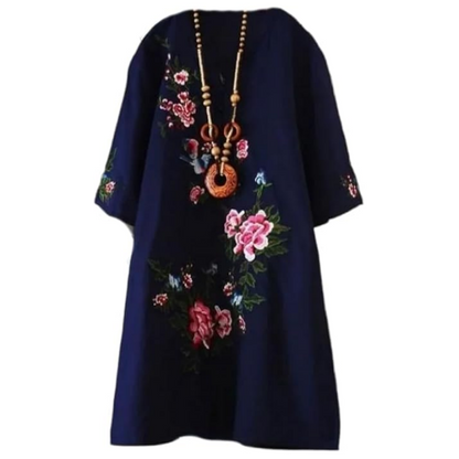 Wijde jurk met V-hals en bloemenprint voor dames