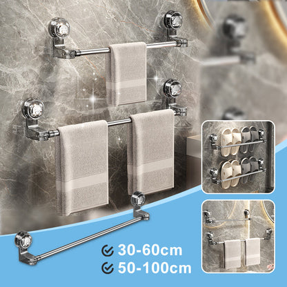 🛁✨ Zuinig Luxe - Uitschuifbare Zuignap Handdoekrek zonder Boren