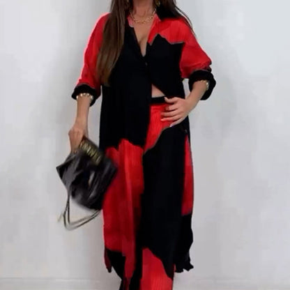 Set van lang shirt en broek met trekkoord（Hoe meer je koopt, hoe hoger de korting）