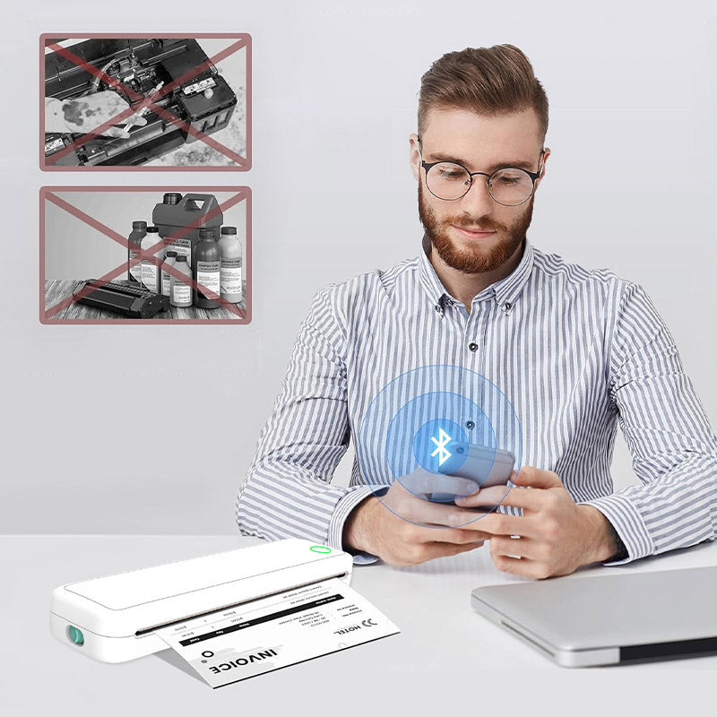 A4 Mini Thermische Draadloze Printer met Papier