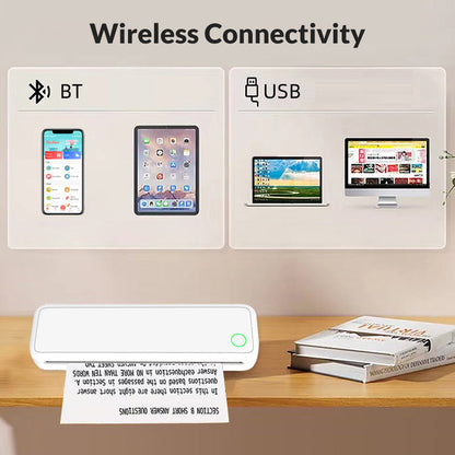 A4 Mini Thermische Draadloze Printer met Papier