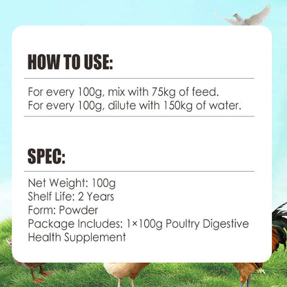 100g Voedingssupplement voor de spijsvertering van pluimvee